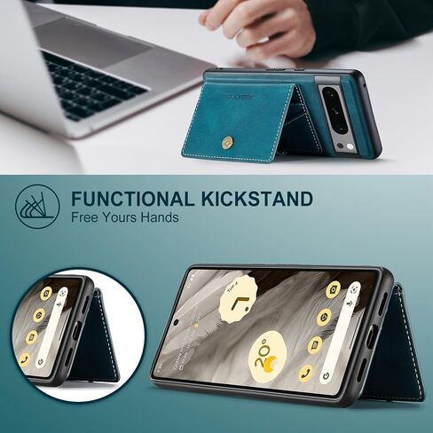 Hongxinyu, Cellular Phone Case for Google Pixel 8 Pro 2023, Teal, Magnetic Wallet Card Cash Slot, Wireless Charging Functional Kickstand in Kuwait