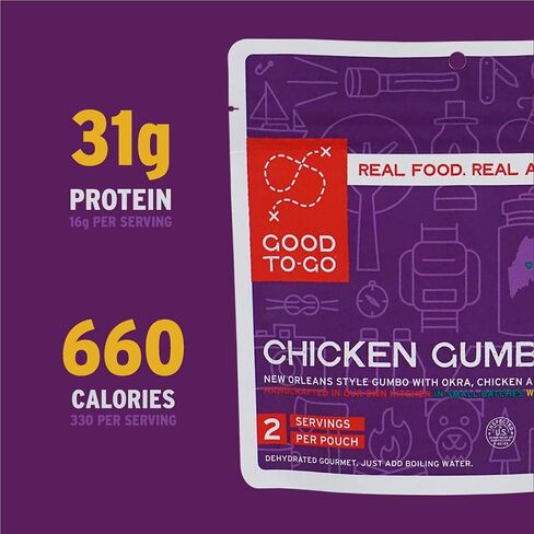 GOOD TO-GO Chicken Gumbo | Camping Food, Backpacking Food (Double Serving) | Just Add Water Meals, Backpacking Meals | Dehydrated Meals Taste Better Than Freeze Dried Meals in Saudi Arabia