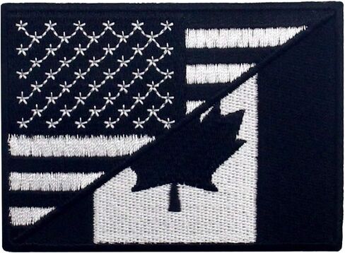 USA American United State Canada Flag Patch Embroidered Applique Iron On Sew On Emblem, White & Black in Saudi Arabia