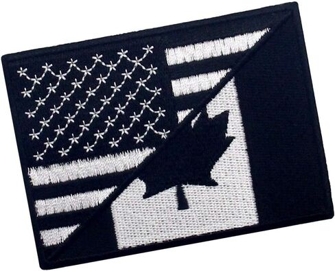 USA American United State Canada Flag Patch Embroidered Applique Iron On Sew On Emblem, White & Black in Saudi Arabia