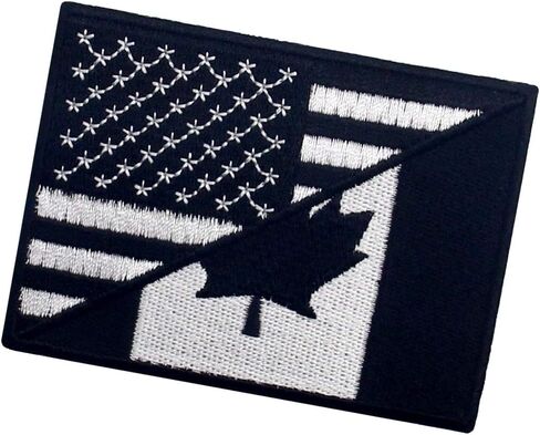 USA American United State Canada Flag Patch Embroidered Applique Iron On Sew On Emblem, White & Black in Saudi Arabia