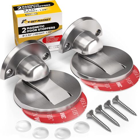 Magnetic Door Stoppers for Bottom of Door 2pcs - Magnetic Door Stops Floor Mount - Magnetic Door Holder Door Catcher - Door Stopper Wall Protector - Door Stop Heavy Duty - Magnetic Doorstop in Kuwait