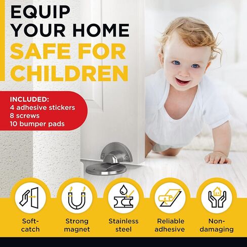 Magnetic Door Stoppers for Bottom of Door 2pcs - Magnetic Door Stops Floor Mount - Magnetic Door Holder Door Catcher - Door Stopper Wall Protector - Door Stop Heavy Duty - Magnetic Doorstop in Kuwait