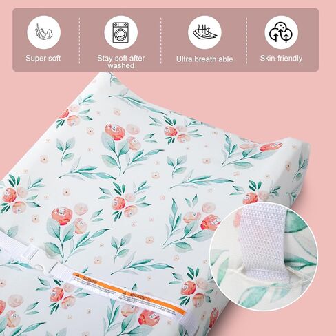 Changing Table Pad Cover Elastic Changing Pad Cover Premium Baby Changing Pad Cover 2 Pack for Boys Girls Unisex Soft Comfortable Changing Pad Cover (Baby Whale and Hedgehog) in Saudi Arabia