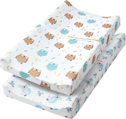 Changing Table Pad Cover Elastic Changing Pad Cover Premium Baby Changing Pad Cover 2 Pack for Boys Girls Unisex Soft Comfortable Changing Pad Cover (Baby Whale and Hedgehog) in Saudi Arabia