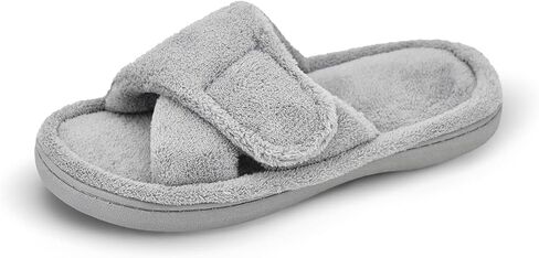 Panda Bros Women's Adjustable Slippers, Diabetic Slippers for Women Memory Foam, Open Toe Swollen Feet Slippers Bedroom House Indoor Outdoor Shoes with Rubber Sole in Saudi Arabia