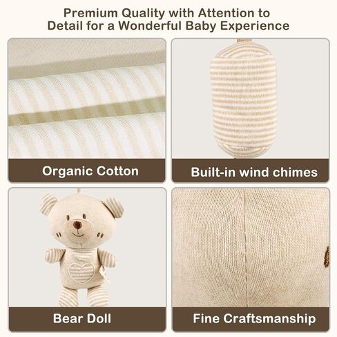Soft Baby Hanging Toys for Stroller and Car Seat, Bear Baby Travel Toy with Ringing Bell for Infants 0 Months and Up Boys and Girls in Saudi Arabia