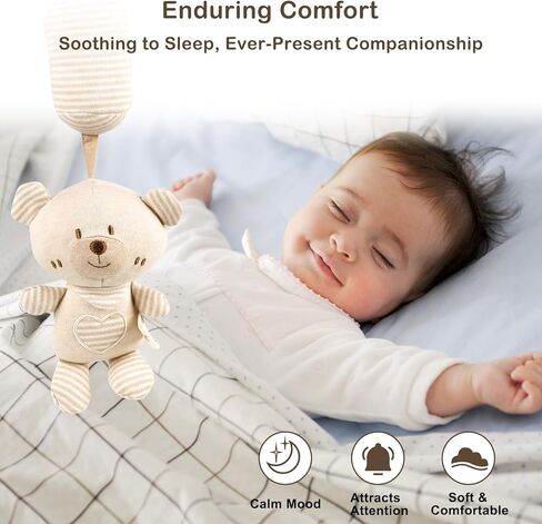 Soft Baby Hanging Toys for Stroller and Car Seat, Bear Baby Travel Toy with Ringing Bell for Infants 0 Months and Up Boys and Girls in Saudi Arabia