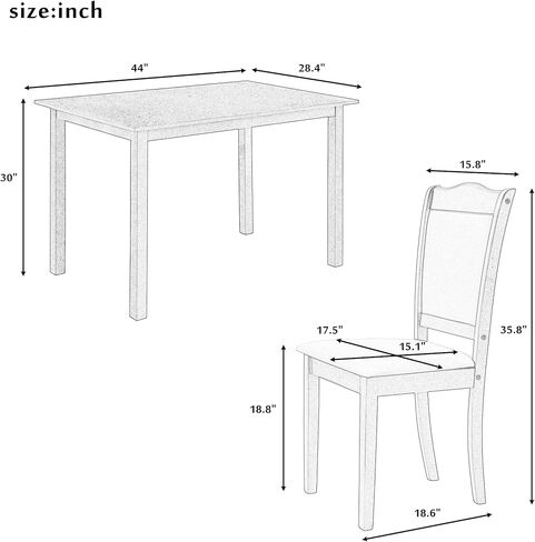 5، طاولة مستطيلة مع كراسي منجدة، مساحة خشبية، خشب الجوز، مجموعات المطبخ وغرفة الطعام المكونة من 4 قطع in Kuwait