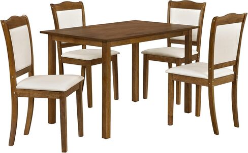 5، طاولة مستطيلة مع كراسي منجدة، مساحة خشبية، خشب الجوز، مجموعات المطبخ وغرفة الطعام المكونة من 4 قطع in Kuwait