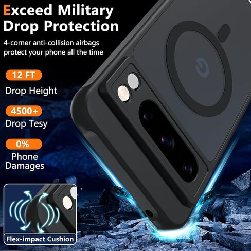 حافظة ottpluscase لهاتف Google Pixel 8 Pro لهاتف 𝐌𝐚𝐠𝐬𝐚𝐟𝐞 مع واقي شاشة من الزجاج المقسى، [حماية عسكرية مقاومة للصدمات]، غطاء هاتف نحيف خلفي شفاف غير لامع، 6.7 بوصة، أسود in Saudi Arabia