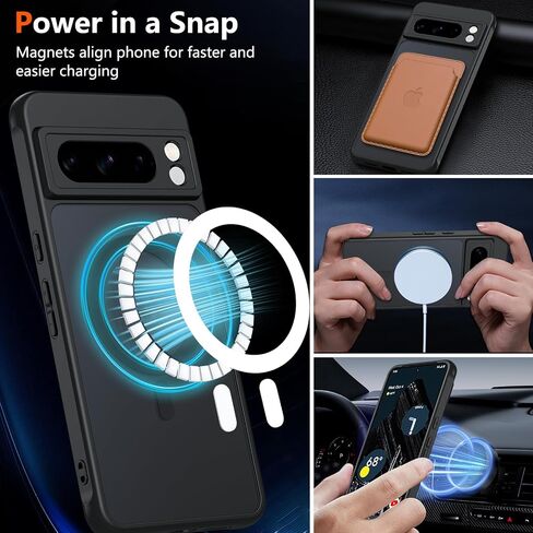حافظة ottpluscase لهاتف Google Pixel 8 Pro لهاتف 𝐌𝐚𝐠𝐬𝐚𝐟𝐞 مع واقي شاشة من الزجاج المقسى، [حماية عسكرية مقاومة للصدمات]، غطاء هاتف نحيف خلفي شفاف غير لامع، 6.7 بوصة، أسود in Saudi Arabia
