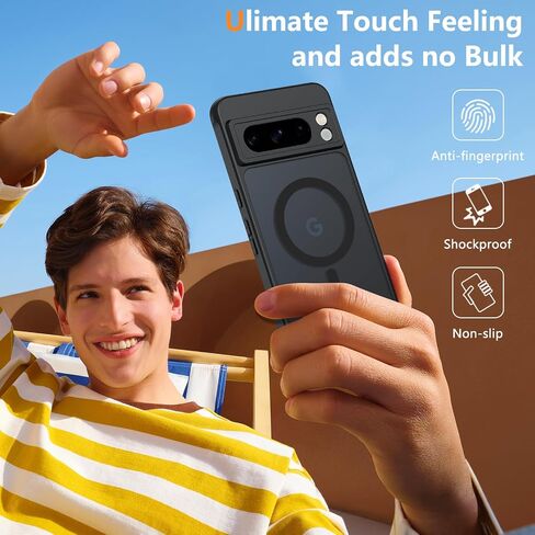 حافظة ottpluscase لهاتف Google Pixel 8 Pro لهاتف 𝐌𝐚𝐠𝐬𝐚𝐟𝐞 مع واقي شاشة من الزجاج المقسى، [حماية عسكرية مقاومة للصدمات]، غطاء هاتف نحيف خلفي شفاف غير لامع، 6.7 بوصة، أسود in Saudi Arabia