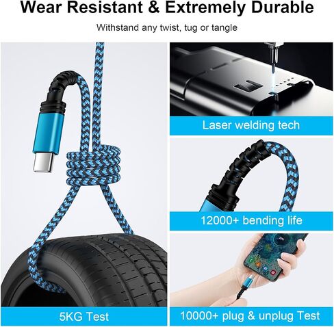 كابل USB من النوع C 6FT/4 عبوات لهاتف Samsung Galaxy A15 5G A55 S24 Ultra A35 A14 A54 S23 S22، iPhone 15/15 Pro/15 Pro Max/15 Plus، 3.1A USB إلى USB C شاحن سلك سيارة كابل شحن سريع لهاتف Pixel 8 Pro 7 6 أ in Saudi Arabia