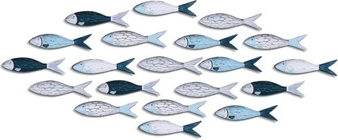 Blulu 20 Pcs Summer Coastal Metal Fish Wall Decor Coastal Fish Wall Art Nautical Marine Fish Wall Sculpture Modern Beach Themed Fish Ocean Wall Decoration for Bedroom Living Room (Vibrant Color) in Saudi Arabia
