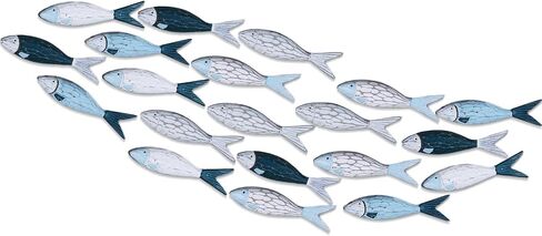 Blulu 20 Pcs Summer Coastal Metal Fish Wall Decor Coastal Fish Wall Art Nautical Marine Fish Wall Sculpture Modern Beach Themed Fish Ocean Wall Decoration for Bedroom Living Room (Vibrant Color) in Saudi Arabia