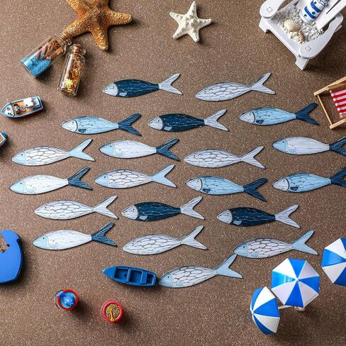 Blulu 20 Pcs Summer Coastal Metal Fish Wall Decor Coastal Fish Wall Art Nautical Marine Fish Wall Sculpture Modern Beach Themed Fish Ocean Wall Decoration for Bedroom Living Room (Vibrant Color) in Saudi Arabia