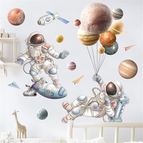 Astronaut Wall Decals Universe Space Wall Stickers for Nursery Kids Boys Bedroom Living Room Playing Room Murals NASA Wall Decor (Astronaut and Stars) in Saudi Arabia