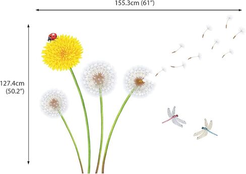 DECOWALL SG-2102 Yellow Dandelion Wall Stickers Flying Flowers Decals Removable Wall Stickers for Nursery Bedroom Living Room Art Home Decor in Saudi Arabia