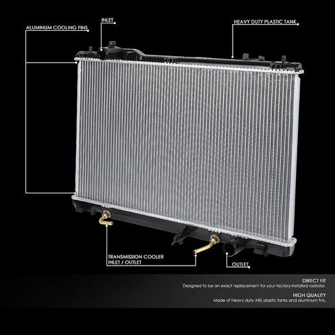 DNA Motoring OEM-RA-13037 1-Row OE Style Aluminum Core Radiator Compatible with 07-17 LS460 XF40 AT, 27-15/16" W X 17-11/16" H X 5/8" D, 1-1/2" Inlet, 1-1/2" Outlet in Saudi Arabia