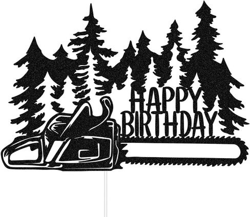 قطعة علوية لكعكة عيد ميلاد سعيد من Woodworker، ديكورات كعك جبلية لأشجار المنشار، ديكورات حفلات أعياد الميلاد الشجرية، بريق أسود in Kuwait