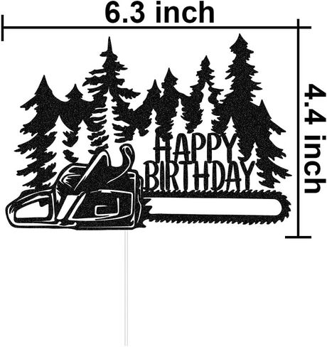 قطعة علوية لكعكة عيد ميلاد سعيد من Woodworker، ديكورات كعك جبلية لأشجار المنشار، ديكورات حفلات أعياد الميلاد الشجرية، بريق أسود in Kuwait