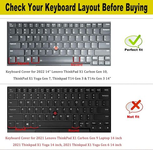 Keyboard Cover with Large Letters for 2023 2022 Lenovo Thinkpad x1 Carbon Gen 11/10 14 inch, ThinkPad T14 Gen 4/Gen 3, T14s Gen 3, ThinkPad L14/ P14s Gen 3/ ThinkPad X1 Yoga Gen 8/7 in Kuwait