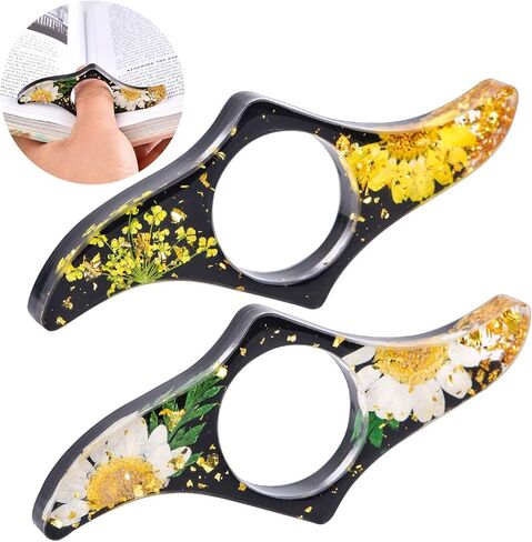 SKYNEO Book Page Holder, Thumb Book Page Holder, Dried Flowers for Resin Page Holder, Book Reader Reading Accessories for Teachers Gift and Bookworm Gifts, Gifts for Book Lover - Black in Saudi Arabia