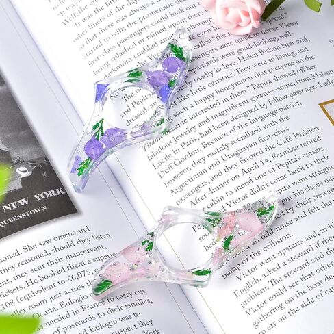 حامل صفحة الكتاب، حامل صفحة كتاب الإبهام، زهور مجففة لحامل صفحة الراتنج، ملحقات قراءة قارئ الكتب كهدية للمعلمين وهدايا دودة الكتب، هدايا لمحبي الكتب - أبيض in Kuwait