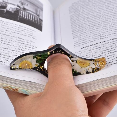 SKYNEO Book Page Holder, Thumb Book Page Holder, Dried Flowers for Resin Page Holder, Book Reader Reading Accessories for Teachers Gift and Bookworm Gifts, Gifts for Book Lover - Black in Saudi Arabia