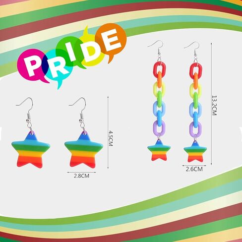 أقراط فخر للنساء والرجال أقراط متدلية بألوان قوس قزح على شكل قلب ونجمة قوس قزح مجموعة أقراط متدلية الحب يفوز مجوهرات فخر للنساء والفتيات والرجال (أ) in Kuwait