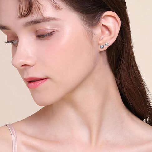 5 Pairs Stainless Steel Earrings for Women Hypoallergenic Cubic Zirconia Stud Earring Trendy colored Silver Stud Earrings Screw Flat Back for Women Men Girls Jewelry Gift. in Saudi Arabia