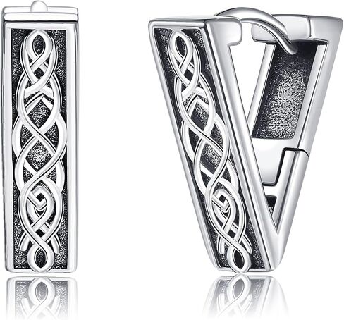 Viking Earrings/Triangle Celtic Viking Earrings 925 Sterling Silver Vintage Viking Rune Hoop Earrings Jewelry Gifts for Men Women in Saudi Arabia