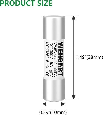 Solar Fuses WGPV-30,DC1000V,10x38mm,I133kA,Fast Photovoltaic Fuses for Solar Photovoltaic Applications,10pcs (30Amp) in Saudi Arabia