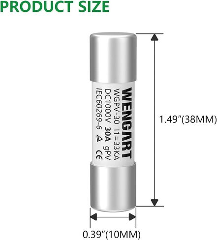 Solar Fuses WGPV-30,DC1000V,10x38mm,I133kA,Fast Photovoltaic Fuses for Solar Photovoltaic Applications,10pcs (30Amp) in Saudi Arabia