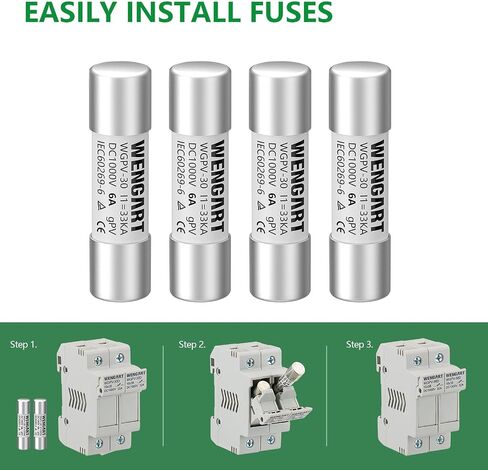 Solar Fuses WGPV-30,DC1000V,10x38mm,I133kA,Fast Photovoltaic Fuses for Solar Photovoltaic Applications,10pcs (30Amp) in Saudi Arabia