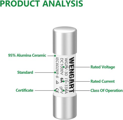 Solar Fuses WGPV-30,DC1000V,10x38mm,I133kA,Fast Photovoltaic Fuses for Solar Photovoltaic Applications,10pcs (30Amp) in Saudi Arabia