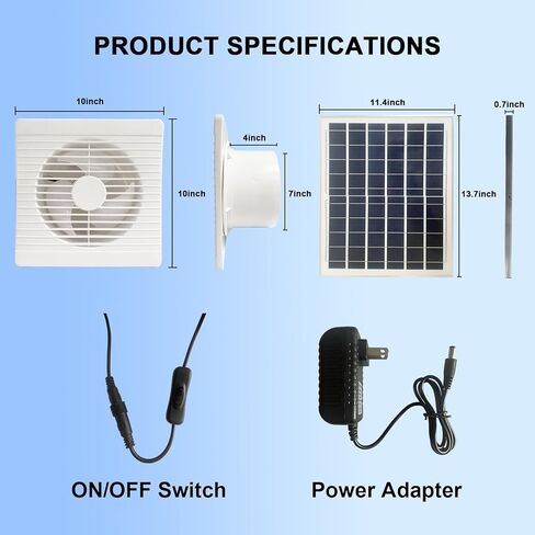 مروحة تعمل بالطاقة الشمسية، مروحة عادم تعمل بالطاقة الشمسية مقاس 10 بوصات، لوحة شمسية بقدرة 15 وات مع دعامة تعمل بالطاقة الشمسية، تدفق هواء قوي للخارج، الدفيئة، حظيرة الدجاج، بيت الحيوانات الأليفة، السقيفة، المرآب in Kuwait