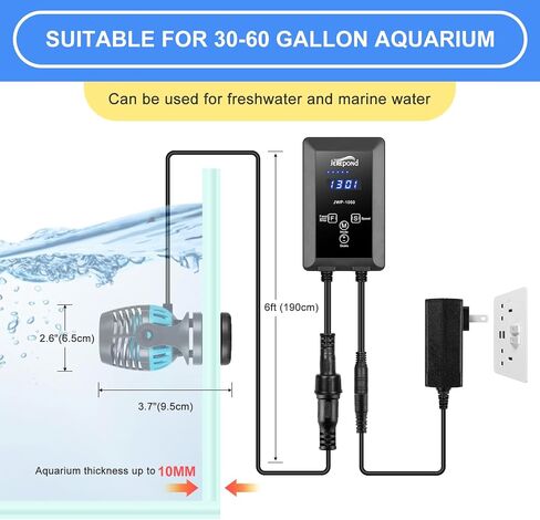 1050GPH Mini Wave Maker with Controller, Mini DC 24V Powerhead with Magnetic Mounting, Nano Wavemaker for aquarium 30 to 60 Gallons,for fresh and marine water fish tanks in Saudi Arabia