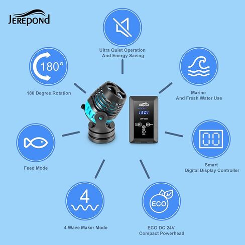 1050GPH Mini Wave Maker with Controller, Mini DC 24V Powerhead with Magnetic Mounting, Nano Wavemaker for aquarium 30 to 60 Gallons,for fresh and marine water fish tanks in Saudi Arabia