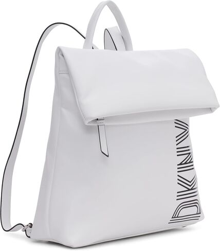 DKNY Women's Classic Tilly Md Foldover Backpack, Black/Silver, Large in Saudi Arabia
