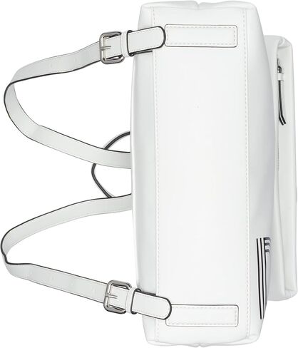DKNY Women's Classic Tilly Md Foldover Backpack, Black/Silver, Large in Saudi Arabia