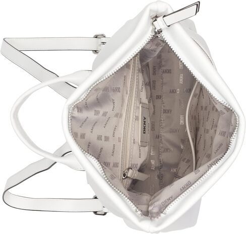 DKNY Women's Classic Tilly Md Foldover Backpack, Black/Silver, Large in Saudi Arabia