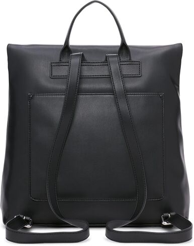 DKNY Women's Classic Tilly Md Foldover Backpack, Black/Silver, Large in Saudi Arabia