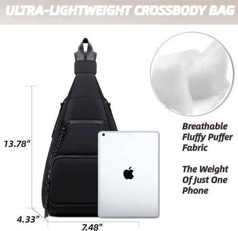 ER.Roulour Ultra-lightweight Sling Bag Puffy Crossbody Bag Cotton Padding Backpack Shoulder Daypack for Men Women in Saudi Arabia