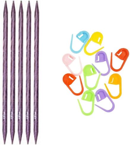 Knitter's Pride Dreamz Knitting Needles DPN Double Pointed 5 inch (12.5cm) (Set of 5) Size US 2 (2.75mm) Bundle with 10 Artsiga Crafts Stitch Markers 200104 in Saudi Arabia