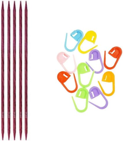 Knitter's Pride Dreamz Knitting Needles DPN Double Pointed 5 inch (12.5cm) (Set of 5) Size US 2 (2.75mm) Bundle with 10 Artsiga Crafts Stitch Markers 200104 in Saudi Arabia