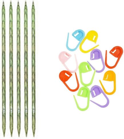 Knitter's Pride Dreamz Knitting Needles DPN Double Pointed 5 inch (12.5cm) (Set of 5) Size US 2 (2.75mm) Bundle with 10 Artsiga Crafts Stitch Markers 200104 in Saudi Arabia