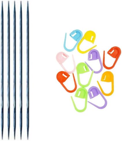 إبر الحياكة Knitter's Pride Dreamz DPN مزدوجة مدببة 8 بوصة (20 سم) (مجموعة من 5) مقاس أمريكي 10.5 (6.5 مم) حزمة مع 10 علامات غرز Artsiga Crafts 200149 in Saudi Arabia