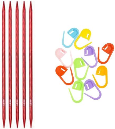 Knitter's Pride Dreamz Knitting Needles DPN Double Pointed 5 inch (12.5cm) (Set of 5) Size US 2 (2.75mm) Bundle with 10 Artsiga Crafts Stitch Markers 200104 in Saudi Arabia